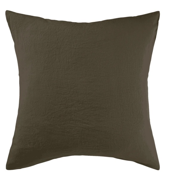 LINGE PARTICULIER 100%LINEN PILLOWCASE MEDIUM KAKI made in FRANCE 65X65cm - Picture 3 of 9